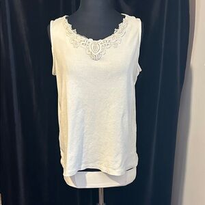 White Stag Women's Pale Beige Lace-Trimmed Tank Top